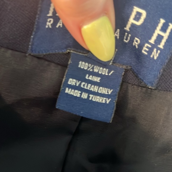 Vintage Ralph Ralph Lauren Blazer Navy Blue 100% Wool Size 8 1990’s - Picture 10 of 12